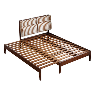 大司马法式复古可拉伸实木床小户型1米2单人床宽度可调节白蜡木床