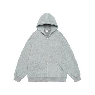 GOGOSOON 400g 重磅连帽外套男春秋基础纯色百搭美式休闲拉链卫衣