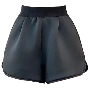 黑色高腰太空棉阔腿打底裤短裤女春秋冬2025新款运动显瘦大码休闲