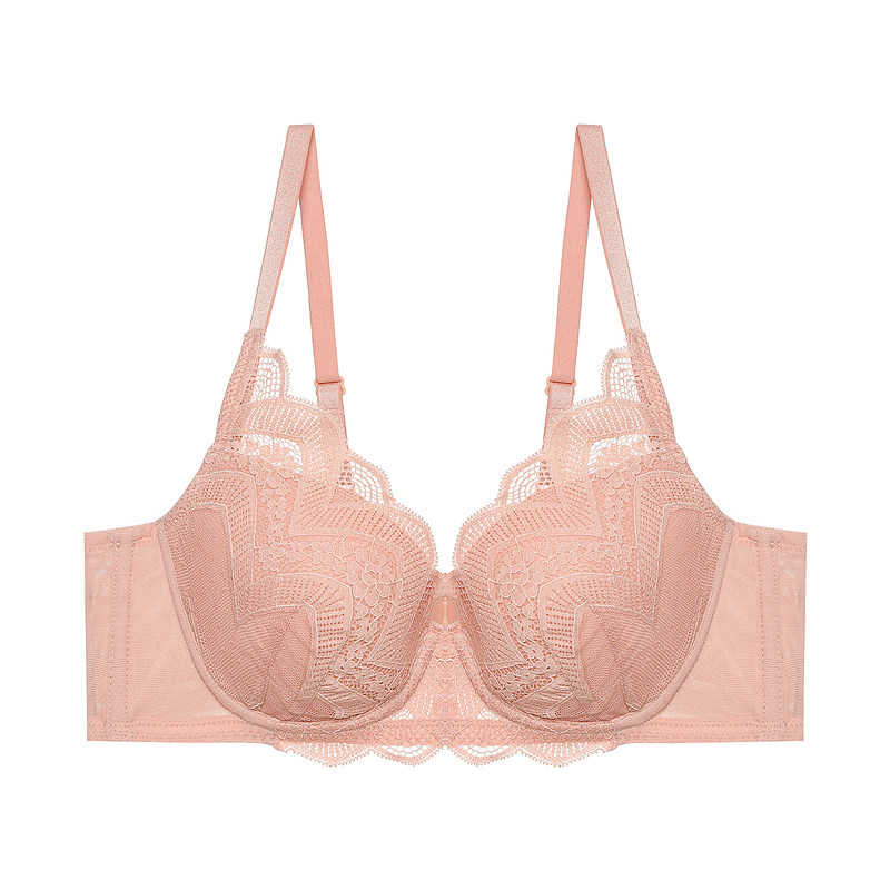爱慕内衣女大胸显小国风薄款收副乳软钢圈洞力装透气大杯文胸春夏