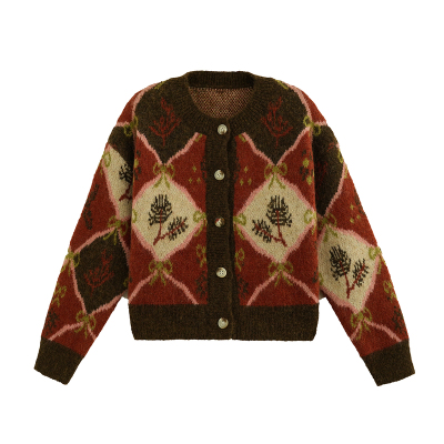 开衫毛衣加厚冬装红色新年衣服