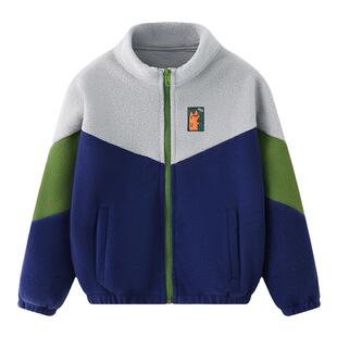 罗蒙男童摇粒绒外套儿童春装男孩2026新款春秋款酷帅户外抓绒上衣