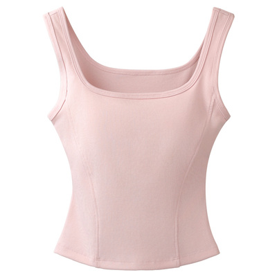 蝶安芬方领带胸垫吊带背心