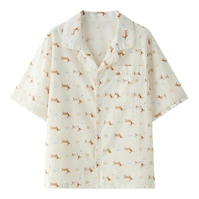 虾酱麻麻纯棉满印小狗家居服套装