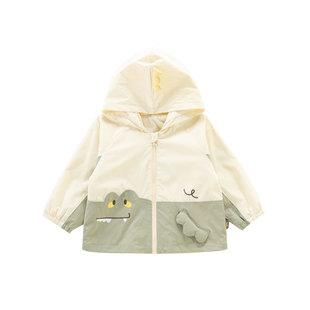 童泰男童连帽外套春秋款双层男宝宝加里春装儿童休闲卡通上衣开衫