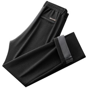 2025冬季羊毛加绒加厚男士休闲裤宽松直筒中年爸爸保暖秋冬男裤子