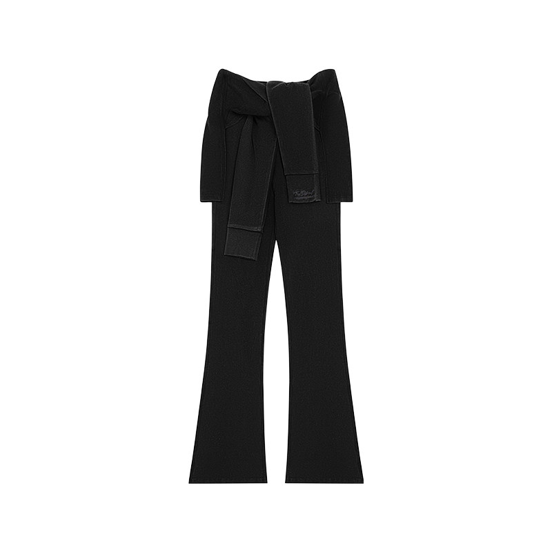 Called Back拼接假两件微喇休闲裤女2025秋新款黑色百搭修身长裤