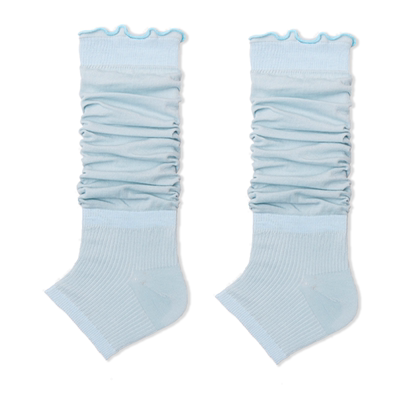 夏日氧气感卷边蓝色薄款堆堆袜套