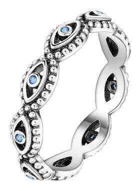 2024新品闭口戒原创设计铜镀银潘家风格恶魔之眼戒指