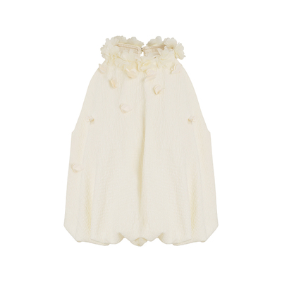 立体花卉挂脖花苞A字上衣