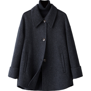 BXV双面羊绒大衣女短款2026春季新款小个子翻领羊毛呢外套双面呢