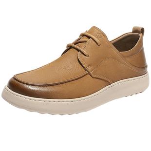 森达休闲皮鞋男2025秋季新款商场同款简约厚底休闲鞋1YD01CM5