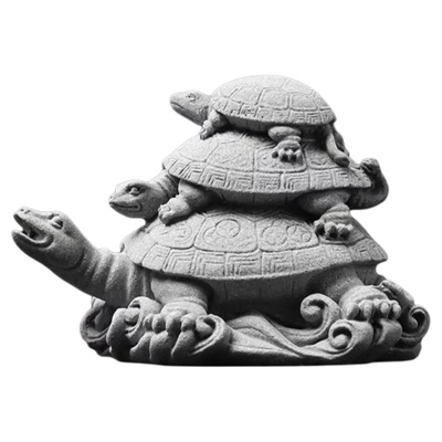 青砂石玄武龙龟镇水兽招财进宝转运鱼缸造景微景观假山装饰摆件