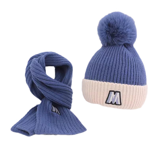 努米星儿童帽子秋冬男孩毛线帽女童针织帽小孩M帽子围巾两件套潮