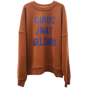 TYJR冬季新款女装韩版宽松百搭加厚圆领字母加绒卫衣女上衣7263