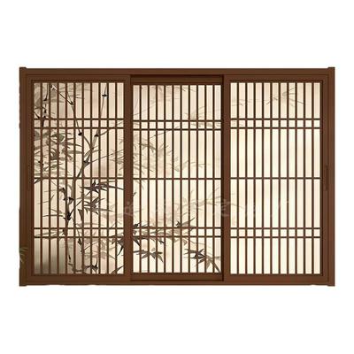 折叠竹影花格推拉窗木格栅中式窗