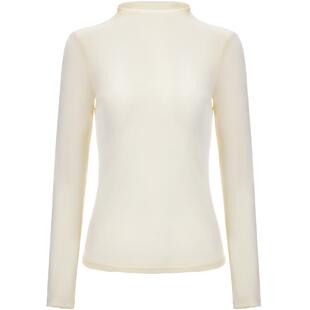 【清仓】糖力 杏色百搭长袖T恤女薄款植绒半高领打底衫上衣