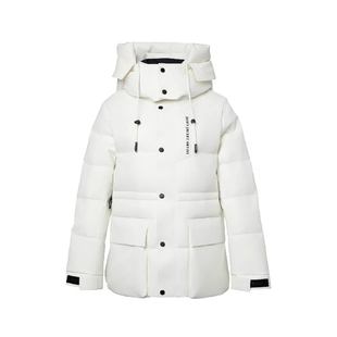 AIMISS爱美斯羽绒服冬季新款女90鹅绒服连帽立领黑色短款保暖外套