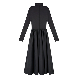 MULVAN 【现货6.5折】高领针织连衣裙女加厚秋冬气质收腰过膝裙子