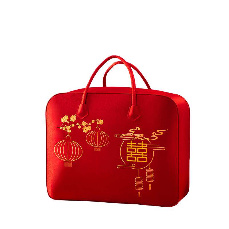 叠叠喜加厚锦缎结婚陪嫁收纳袋