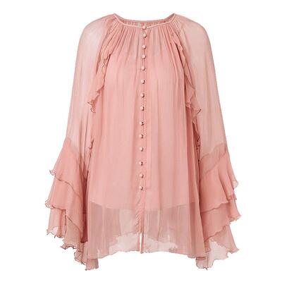 MAXRIENY小荷叶下摆雪纺衫