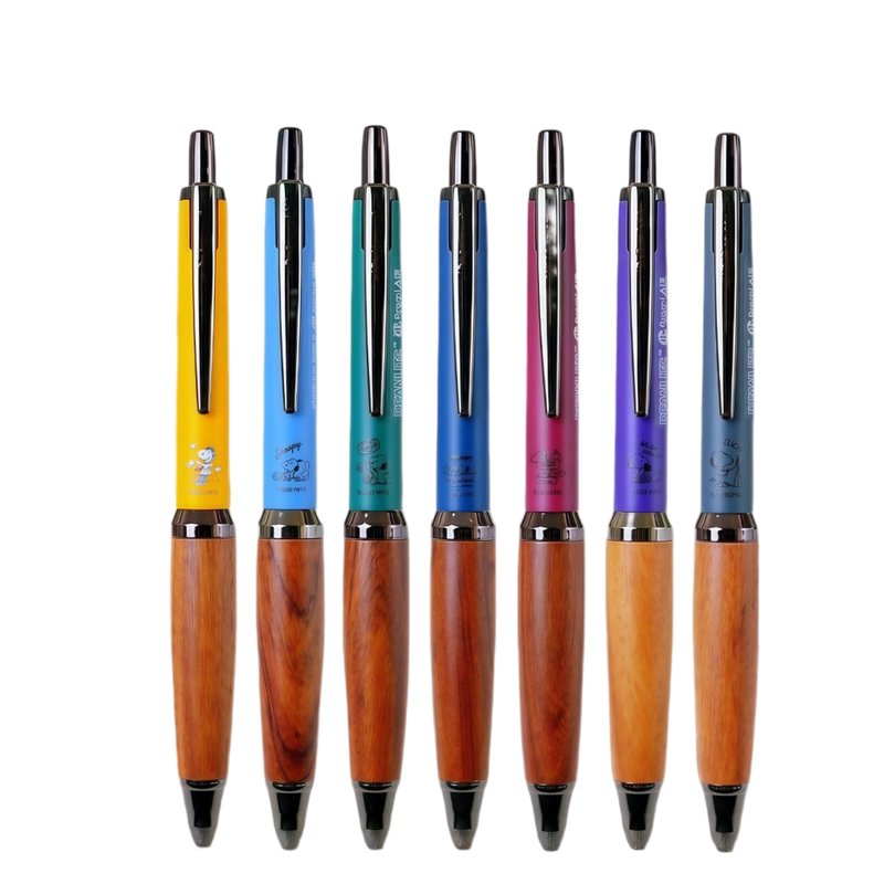 布拉米史努比限定F6015黑色按动中性笔低重心AIS双珠0.5mm速干顺滑檀木笔握收藏款长笔