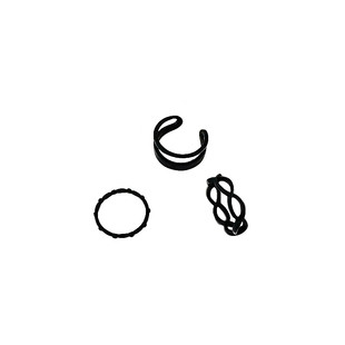 黑色暗黑港风复古三件套食指关节戒指女配饰时尚个性小众开口指环