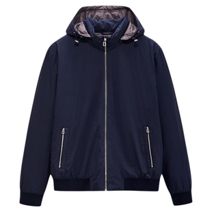 【鹅绒】九牧王男士冬季新款短款带帽羽绒服夹克保暖防寒连帽外套