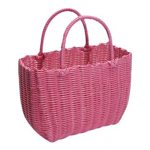 洗澡篮子手工编制购物篮手提买菜篮子野餐收纳筐浴室提篮水果菜框