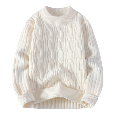 加厚半高领麻花纹男士毛衣保暖