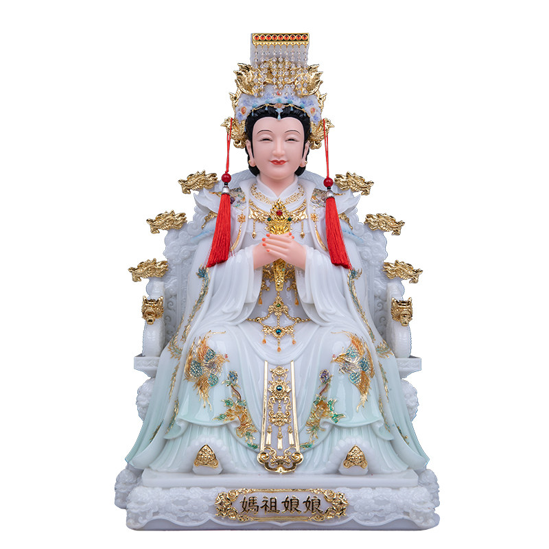 新款妈祖娘娘神像湄洲妈祖神像天上圣母海神林默娘汉白玉供奉摆件