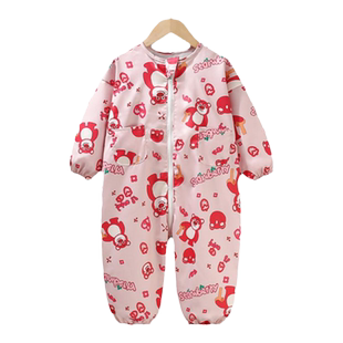 秋冬宝宝罩衣爬行服婴儿一体小孩儿童连体全身防水防脏爬爬服哈服