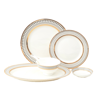 金边陶瓷餐具套装家用欧式西餐盘大碗小碗米饭碗汤碗碗碟套装