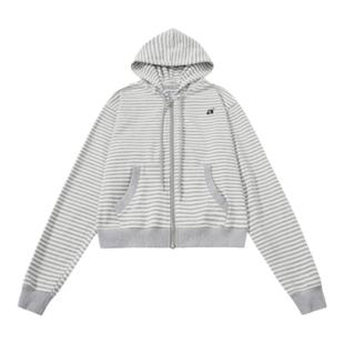 【现货】callmebabysoft韩国aeae条纹复古宽松连帽字母刺绣卫衣