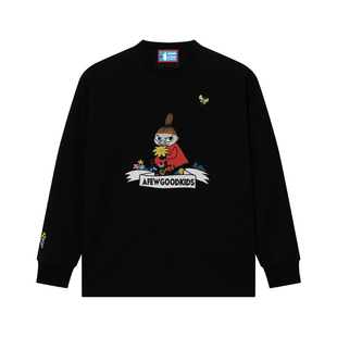 AFGK x Moomin姆明 美式基础圆领长袖秋季宽松打底衫情侣休闲上衣