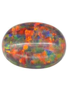 橙红色蛋形平底素面人造澳宝OPAL 椭圆形欧泊石火焰红裸石OP15