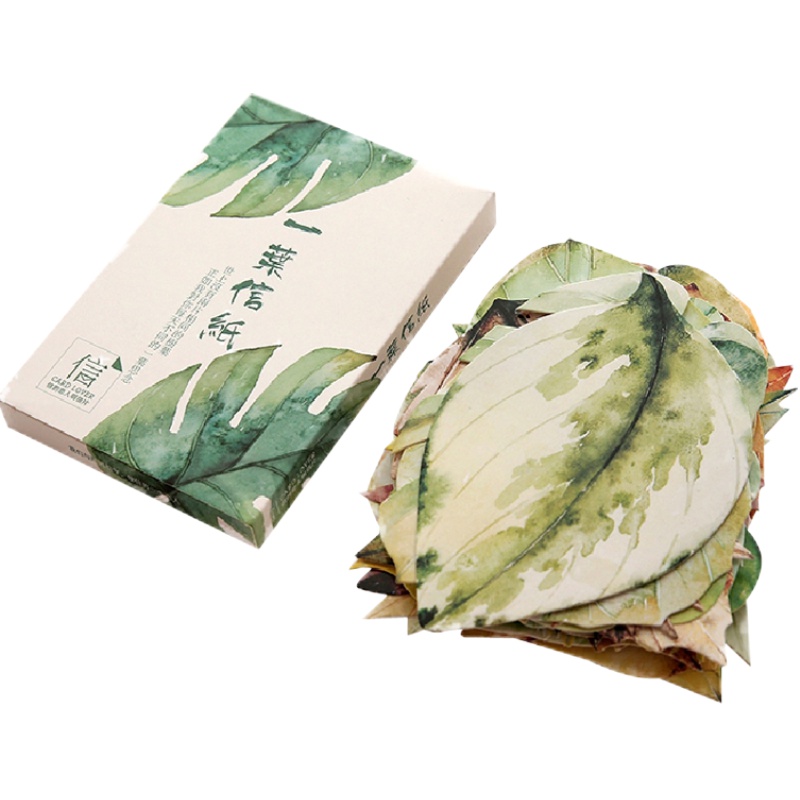 创意精致盒装异形明信片一叶信纸树叶植物仿真叶子梧桐卡片30张摄影装饰卡片浪漫爱情留言贺卡圣诞卡节日礼物