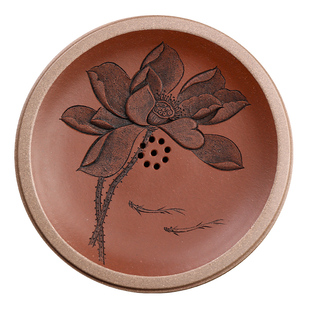 宜兴原矿紫砂干泡台茶盘壶承纯手工茶具茶托高颜值家用高端小圆型