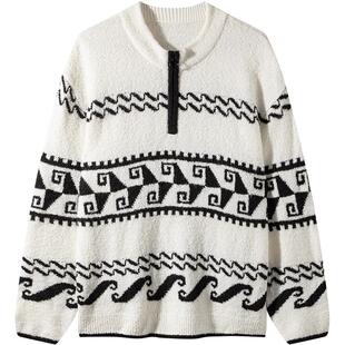 GXG男装 独特绞花设计毛衣通勤线衫男半开襟针织衫 2024冬季品