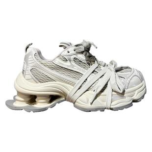 潮酷新款+欧货小众ins网面不累脚弹簧厚底增高休闲运动鞋女老爹鞋