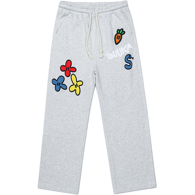 GUUKA花朵发泡印花直筒卫裤