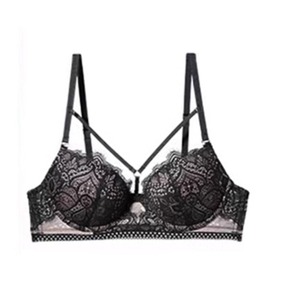 趣安芬文胸法式性感美背黑色蕾丝套装内衣女小胸聚拢显大调整型