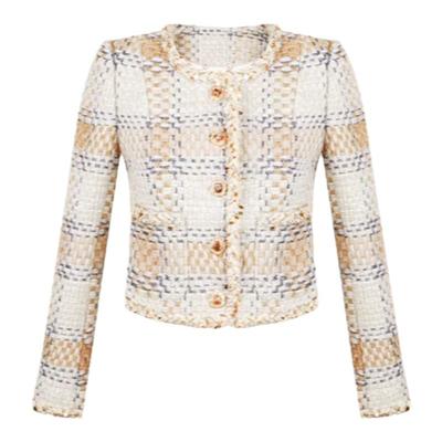 凸显女神范小香风短款粗花呢外套