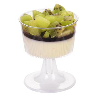 高脚慕斯布丁冰淇淋甜品红酒香槟饮料硬塑料一次性杯子透明可带盖