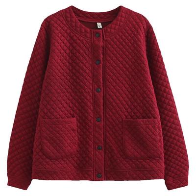 中年妈妈春秋时尚单排扣夹棉开衫