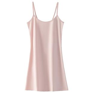 纯棉无痕女吊带连衣裙夏季打底防走光内搭衬裙大码宽松中长款睡裙