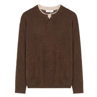 BSIJA/毕厶迦2025冬季圆领假两件毛衣休闲柔软舒适打底羊毛针织衫