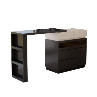 极简风实木伸缩吧台桌子小户型