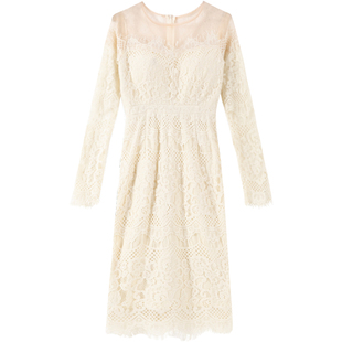 修身包臀气质女人味蕾丝连衣裙2026新款名媛穿搭时尚镂空长袖裙子