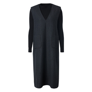 海青蓝 套装连衣裙女2025新款冬长袖针织上衣高级纯色简单大方裙